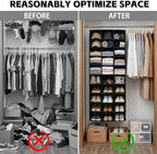 30 Section Hanging Shoe Organizer for Closet, Hanging Closet Organizer and Storage Space-Saving Foldable Clothes Shelf with Sturdy Hooks for Wardrobe, Dorm, Bedroom, Rv, Black - Image 6