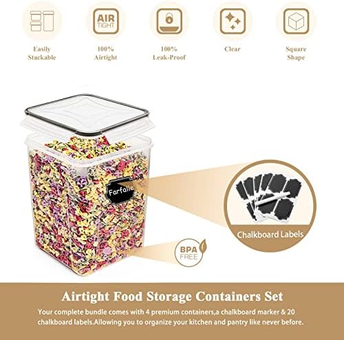 Wildone Flour Storage Containers 5.2L, 4 PCS Food Storage Containers, Black - Image 5