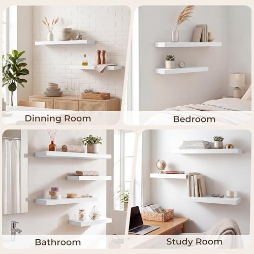 RICHFOCUS 8Inch Square Floating Shelves for Wall 4Pack|White - Image 7