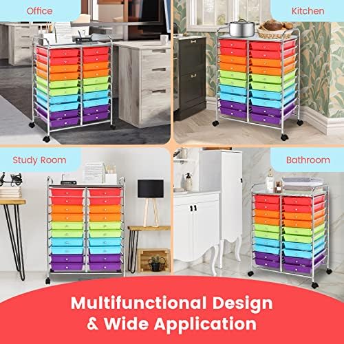 COSTWAY 20-Drawer Rolling Storage Cart, Utility Storage Organizer Cart - Image 7