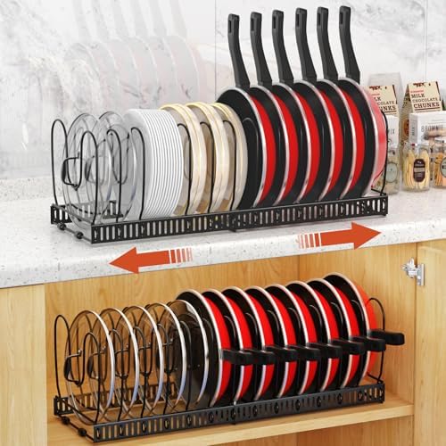 Housolution 2 Pack Pot and Pan Lid Organizer Holder Storage Rack, Black by Housolution