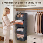 4-Tier Modular Sturdy Hanging Closet Organizer, Heavy-Duty Detachable Clothes Hanging Shelves with Reinforced Zippers and 8 Durable Hooks, Hanging Camper Organizer for Bedroom, RV, Nursery - Image 4