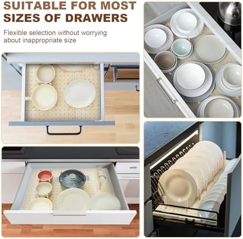 Kigley 12 Pcs Wooden Pegboard Drawer Organizer,17 Inch,Wood Color - Image 6