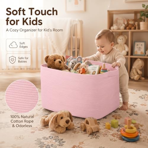 OIASKET 95L Extra Large Blanket Basket, 24" x 16.9" x 14.2" Woven Basket - Image 4