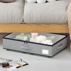 EE-RoomWorld Under Bed Storage with Wheels, No Assemble Required 5.5 inches height grey under bed storage bins,Low Profile Rolling Underbed Shoe Storage containers，dorm underbed storage drawers - Image 5