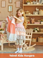 HOUSE DAY 14 Inch Kids Velvet Hangers 50 Pack, Durable Big Kid Hanger Beige - Image 2