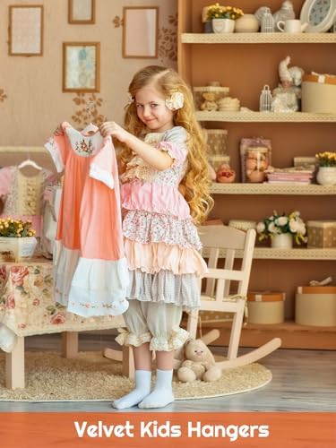 HOUSE DAY 14 Inch Kids Velvet Hangers 50 Pack, Durable Big Kid Hanger Beige - Image 2