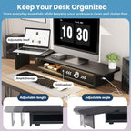 Artswish Dual Monitor Stand with Power Outlet, Black Desk Monitor Riser - Image 4