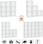 HUBSON Wire Cube Storage Organizer, Book/Toy/Craft/Potted Plants and Pet Closet Organizers, 16-Cube Freely Combinable Metal Grid Storage Shelves, White Plus Iron - Image 4
