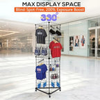 Triangular Gridwall Panel Display Stand, 3-Sided Grid Tower with Base and Casters, 2'x5.5' Floorstanding Wire Grid Rack, Black - Image 3