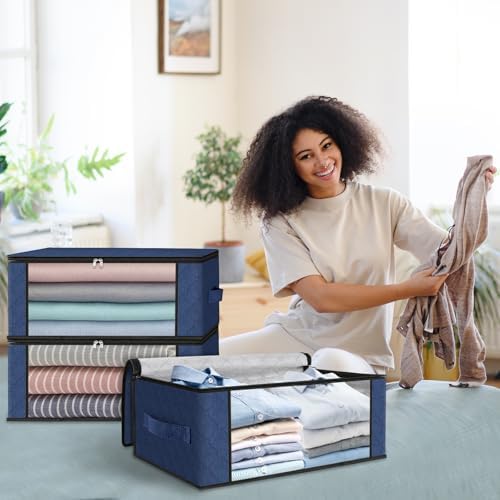 HomeHacks 10-Pack Clothes Organizer Storage Bags, 35L Storage Bins, Blue - Image 7