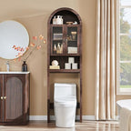 IFGET Arched Over The Toilet Storage Cabinet with Acrylic Doors,Dark Walnut - Image 3