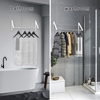 Laundry Room Drying Rack Wall Mounted Clothes Hanger Folding Wall Coat Racks Aluminum Home Storage Organiser Space Savers White 2 Rakcs with Rod - Image 6