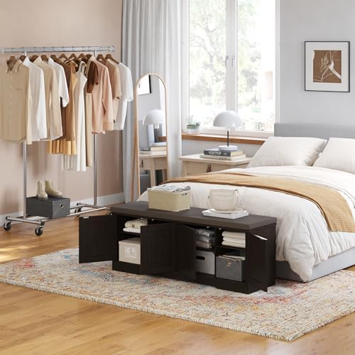 DINZI LVJ Shoe Storage Bench with Cushion, Door, Espresso 47.2" LX17.7 H - Image 6