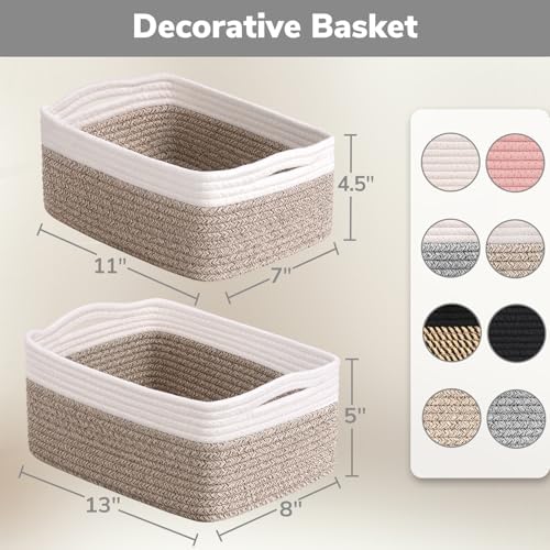 Goodpick 3-Pack Cotton Rope Baskets for Shelves, 13 x 8 x 5 in - Image 7