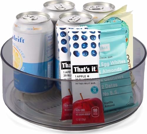 Home Intuition Round Plastic Grey Lazy Susan Turntable Food Storage Container for Kitchen (9" Round, 1 Pack) - Image 6