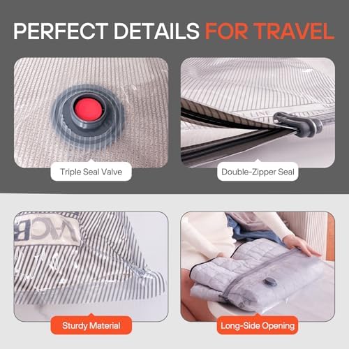 Vacbird 15 Pack Travel Vacuum Storage Bags - Pump Not Included, Vacuum Seal Bags for Clothing, Compression Packing for Clothes Luggage Suitcase Travel - Image 5