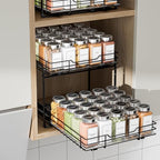 BOIVSHI 2-Tier Spice Rack Organizer, Pull Out Spice Rack for Cabinet, Height Adjustable Heavy Duty Metal Basket for Inside Cabinet & Pantry (11.5''Wx10.5''Dx9.5''H) - Image 2
