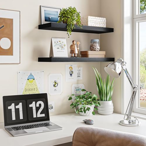 Fixwal Floating Wall Shelves for Decor (Black, Set of 2, 22Inch) - Image 4