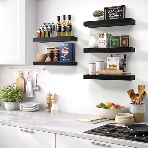 Sorbus 16 Inch Floating Shelves for Wall (2 Pack, Black) - Image 5