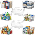 MOONEDGE 8 Pack XL Clear Storage Containers 13x10x8in Plastic Organizers by MOONEDGE