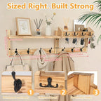 29" Coat Rack Wall Mount with Shelf,2Pcs Heavy Duty Coat Hooks Wall Mount with Shelf & Key Hooks,Farmhouse Wall Organizer for Living Room, Bedroom, Bathroom,Hats, Clothes, Backpacks - Image 2