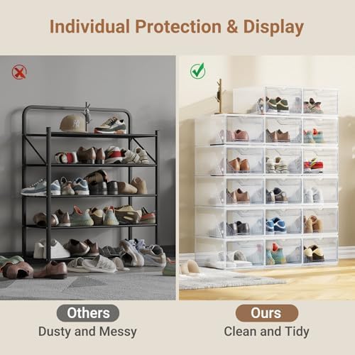 BROVIEW XX-Large Shoe Sneaker Storage Boxes for Size 14, 16 Pack Shoe Boxes - Image 4