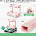 Kitstorack Under Sink Organizer, 2 Tier Under the Sink Storage, Slide out Pull out Cabinet Organizer Shelf, Metal Sliding Drawer for Kitchen Bathroom Pantry Closet Organization Rack, Pink, 2 Pack - Image 7