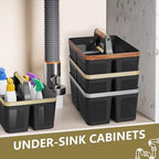 BYUNER Shower Caddy Dorm Men: Plastic Bathroom Caddy Organizer with Handle and Holes, Bath Caddy for College Dorm, Portable Shower Basket Tote for Toiletry, Travel, GYM, Camp Essentials Black/Gold - Image 6