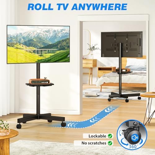 Rfiver Mobile TV Stand for 23-65 Inch Flat/Curved TVs up to 88 lbs Black - Image 5