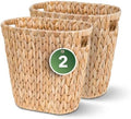 iEGrow 2 Pack Wicker Trash Can, Wicker Waste Basket for Bathroom, Woven Water Hyacinth Wicker Boho Garbage Can Built-in Handles for Bedroom, Office, Decor Home, Kitchen, Living Room (Oval) by iEGrow