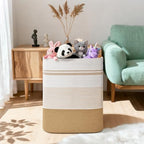 Laundry Hamper, 75L Tall Laundry Basket with Leather Handles, Rectangle Large Clothes Hamper for Organizing, Cotton Woven Laundry Baskets Storage Hampers for Bedroom, Nursery, Living Room - Image 4