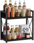 Giikin Kitchen Countertop Organizer, 2 Tier Coffee Bar Organizer, Black Spice Rack for Counter, Kitchen Counter Shelves, Particleboard,15.8" L x 7.9" W x 15.8" H (Black, L) by Giikin