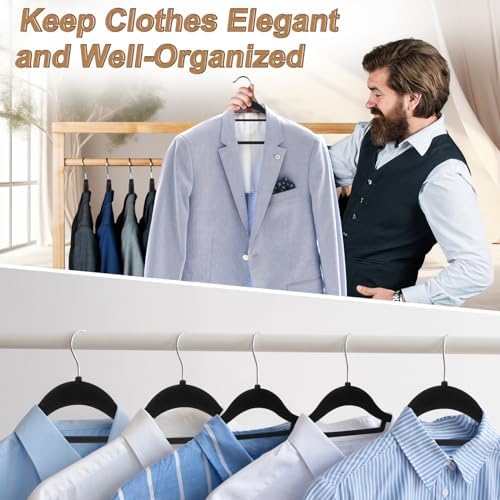 12 Pack Velvet Suit Hangers for Men with 360° Rotating Hooks - Image 4
