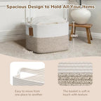 Goodpick 50L Large Woven Rope Storage Basket, Rectangle, Light Brown - Image 3