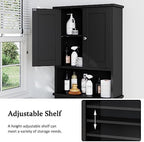 Over The Toilet Storage Cabinet for Bathroom, Black Bathroom Storage Over Toilet, Space Saver W/Adjustable Shelf and Open Shelf, Black - Image 3