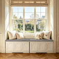 DINZI LVJ Shoe Storage Bench with Cushion, Door, White 39.4" LX17.7 H by DINZILVJ