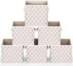 Bokon 6 Pcs 11'' Block Print Storage Bins Cube Beige Floral Storage Basket by Bokon