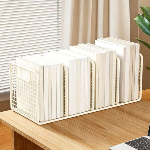 Iron Bookshelf with 4-Grid Countertop Organizer Thick Iron Anti-Rust - Image 2