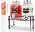 1 Gallon Glass Drink Dispensers For Parties-Set of 2,Leak-Proof Spigot by MRKIANGCI