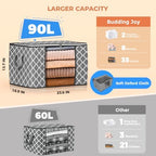 90L Large Storage Bags, 6 Pack Clothes Storage Bins Closet Organizers - Image 2