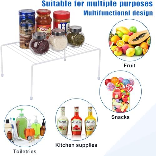 Medium (13.1 x 10.2 Inch) Cabinet Storage Shelf Rack, 6 Shelves, Kitchen Counter and Cabinet Shelf, Storage Rack Organizer for Kitchen, Fridge, Cabinet, Bathroom Cupboard & Pantry, White - Image 4