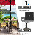 Tangkula 27 lbs Round Resin Patio Umbrella Base, Heavy-Duty Outdoor Umbrella Stand W/Adjustable Knob, All-Weather Resistance, Rattan Design, Suitable for Poolside, Yard, Street, Easy Assembly - Image 7