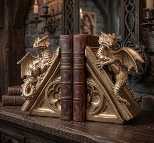 Bellaa Dragon Bookends, Set Vintage Decorative Book Ends 21503 by Bellaa