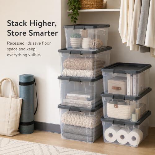 2 Pack Clear Stackable Storage Bins with Latching Lids, 76 Quart for Garage - Image 3