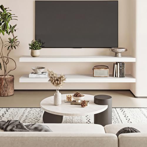 Fixwal Floating Wall Shelves for Decor (White, Set of 2, 47.2Inch) - Image 2