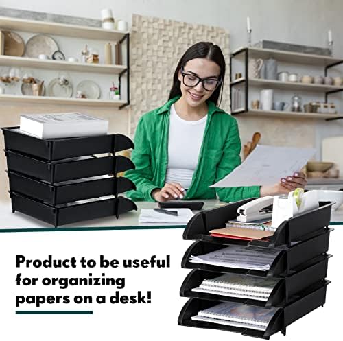 Fainne 8 Pcs Stackable Paper Trays Organizer Letter Tray for Desk, Black - Image 5