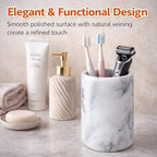 Creative Home White Marble Pen Holder, Heavy Stone Pencil Cup Organizer for Desk - Image 5