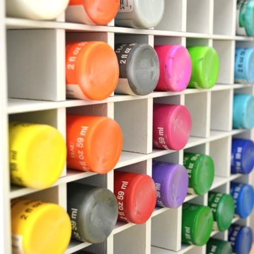 64 Grids Paint Organizer, Wall Mountable Craft Paint Storage Rack - Image 6