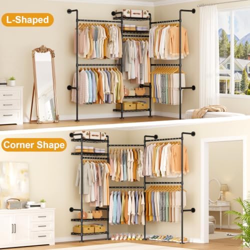 ULIFHOME M7 Wall-Mounted Clothes Rack, Heavy-Duty Garment Closet System - Image 4